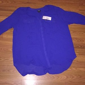 A dark blue button down, XL